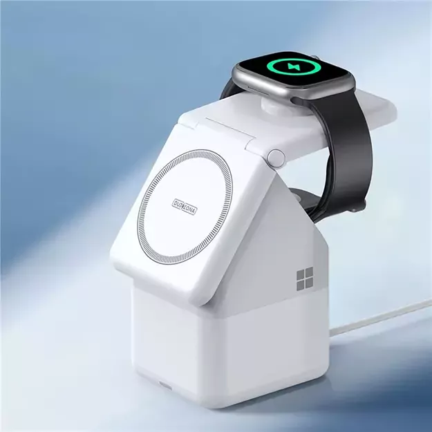 Duzzona W20 15W 4in1 inductive charger for iPhone / AirPods / Apple Watch with night lamp - white 26