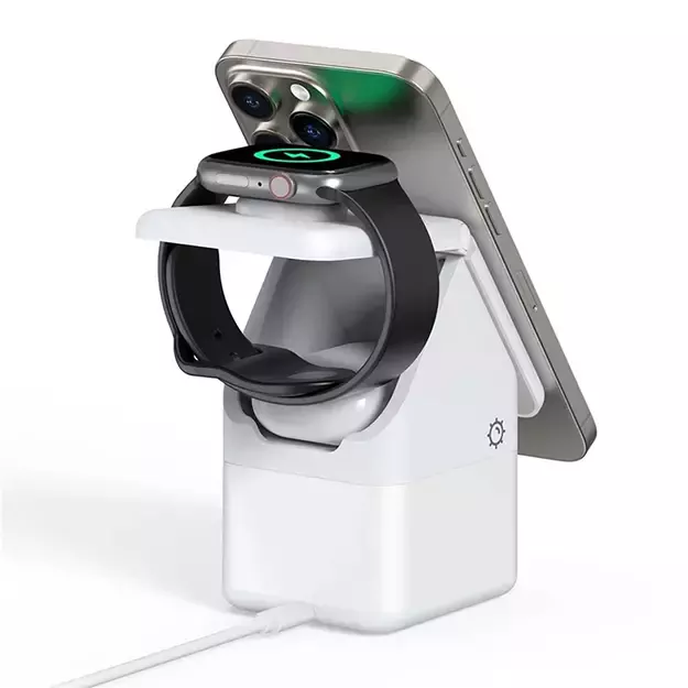 Duzzona W20 15W 4in1 inductive charger for iPhone / AirPods / Apple Watch with night lamp - white 21