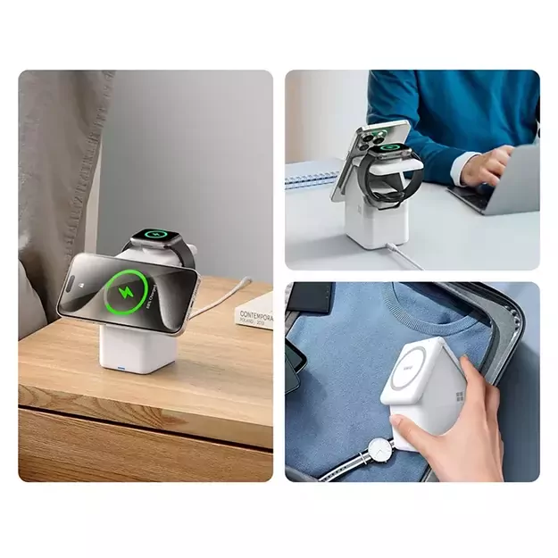 Duzzona W20 15W 4in1 inductive charger for iPhone / AirPods / Apple Watch with night lamp - white 29