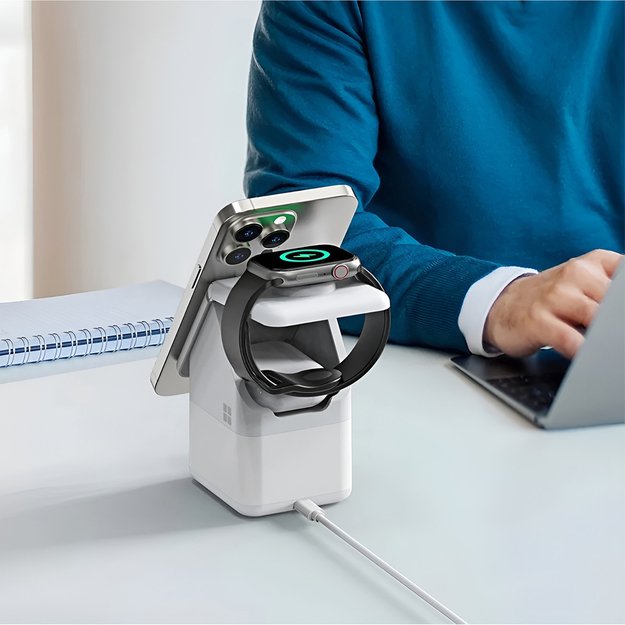 Duzzona W20 15W 4in1 inductive charger for iPhone / AirPods / Apple Watch with night lamp - white 18