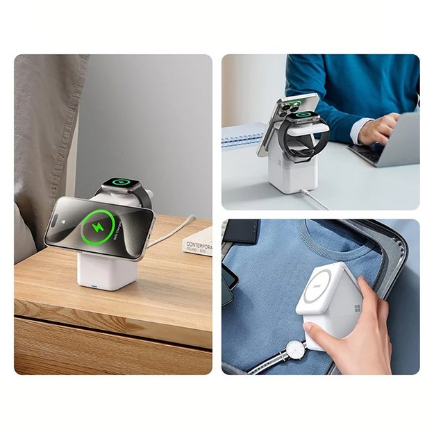 Duzzona W20 15W 4in1 inductive charger for iPhone / AirPods / Apple Watch with night lamp - white 10