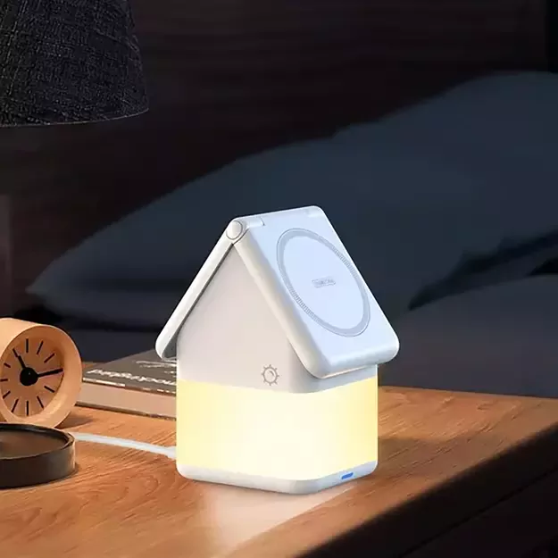 Duzzona W20 15W 4in1 inductive charger for iPhone / AirPods / Apple Watch with night lamp - white 28