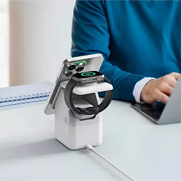 Duzzona W20 15W 4in1 inductive charger for iPhone / AirPods / Apple Watch with night lamp - white 37