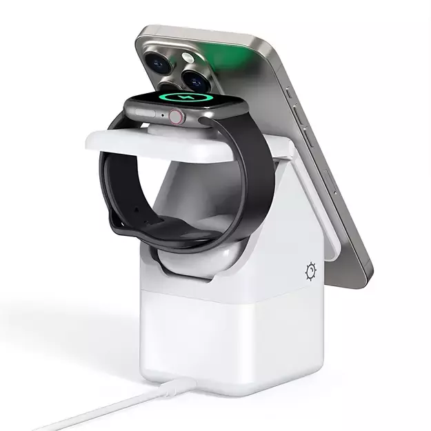 Duzzona W20 15W 4in1 inductive charger for iPhone / AirPods / Apple Watch with night lamp - white 38