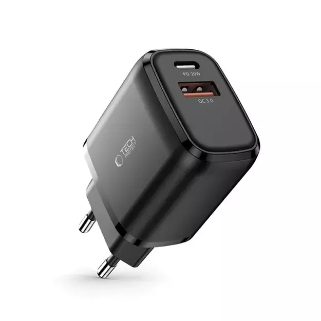 Tech-Protect C20W Charger USB-C PD 20W / USB-A QC 3.0 - Black 7