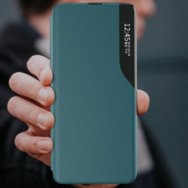 Eco Leather View Case elegant bookcase type case with kickstand for Samsung Galaxy A22 4G black 8