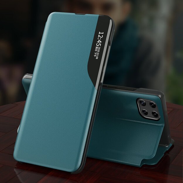 Eco Leather View Case elegant bookcase type case with kickstand for Samsung Galaxy A22 4G black 3