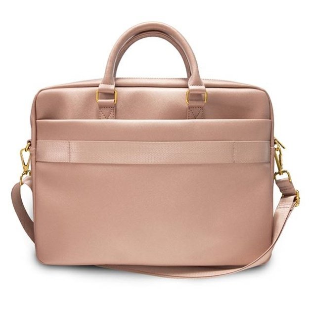 Guess Saffiano Script 16&quot  Laptop Bag - Pink 4