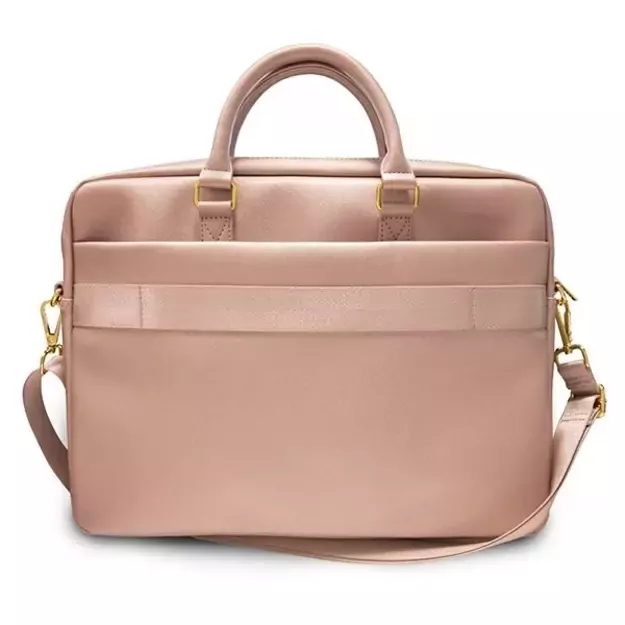 Guess Saffiano Script 16&quot  Laptop Bag - Pink 2
