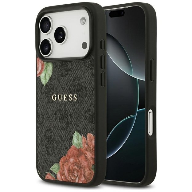 Guess 4G Flowers Print MagSafe case for iPhone 17 Pro Max - black