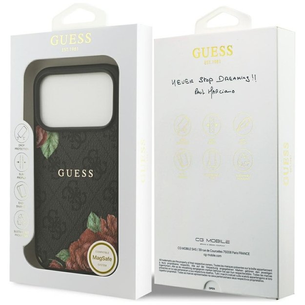Guess 4G Flowers Print MagSafe case for iPhone 17 Pro Max - black 7