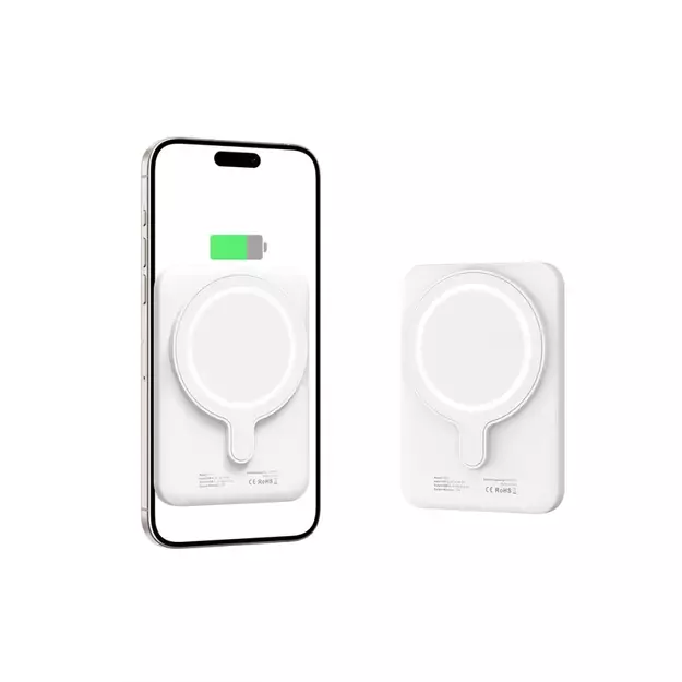 Tech-Protect LifeMag PB10 Powerbank with MagSafe 5000mAh 15W USB-C port - white + USB-C cable 10