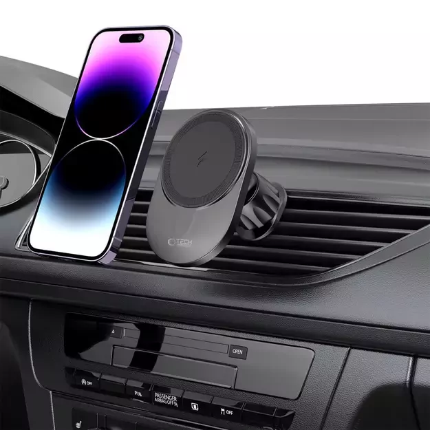 Tech-Protect MM15W-V1 Car Phone Holder with MagSafe 15W Wireless Charger for Cockpit/Air Vent - Black 14