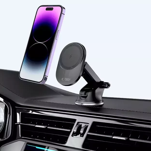 Tech-Protect MM15W-V1 Car Phone Holder with MagSafe 15W Wireless Charger for Cockpit/Air Vent - Black 13