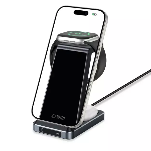 Tech-Protect QI15W-A26 Inductive Charger 15W 3in1 for Smartphone / Headphones / Apple Watch - Black 1