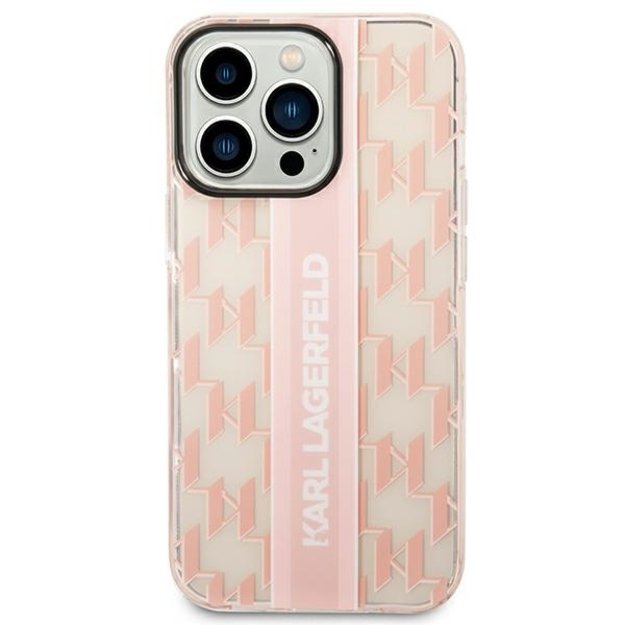 Karl Lagerfeld KLHCP14LHKLSPCP iPhone 14 Pro 6.1 &quot hardcase pink / pink Mono Vertical Stripe 2