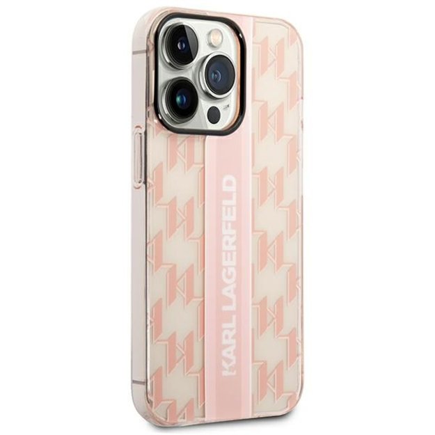 Karl Lagerfeld KLHCP14LHKLSPCP iPhone 14 Pro 6.1 &quot hardcase pink / pink Mono Vertical Stripe 3