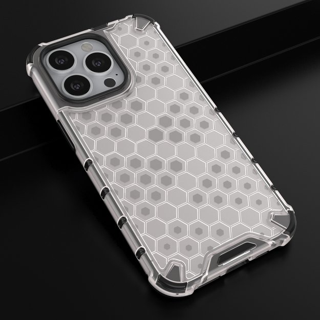 Honeycomb Case armor cover with TPU Bumper for iPhone 13 Pro transparent 26