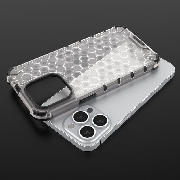 Honeycomb Case armor cover with TPU Bumper for iPhone 13 Pro transparent 20