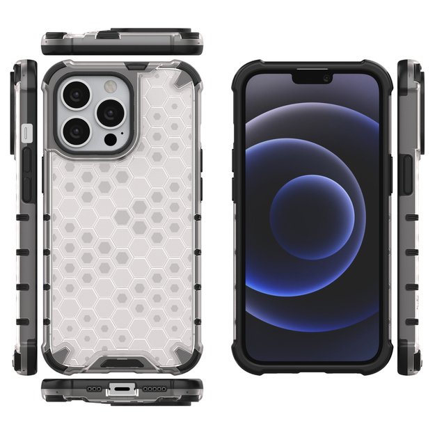 Honeycomb Case armor cover with TPU Bumper for iPhone 13 Pro transparent 24