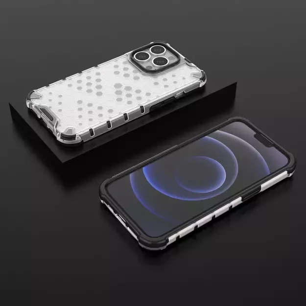 Honeycomb Case armor cover with TPU Bumper for iPhone 13 Pro transparent 12
