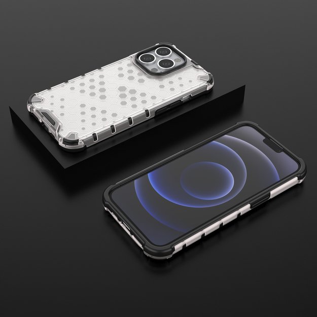 Honeycomb Case armor cover with TPU Bumper for iPhone 13 Pro transparent 25