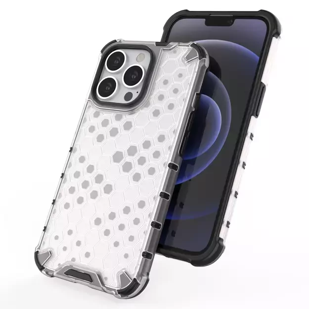 Honeycomb Case armor cover with TPU Bumper for iPhone 13 Pro transparent 6