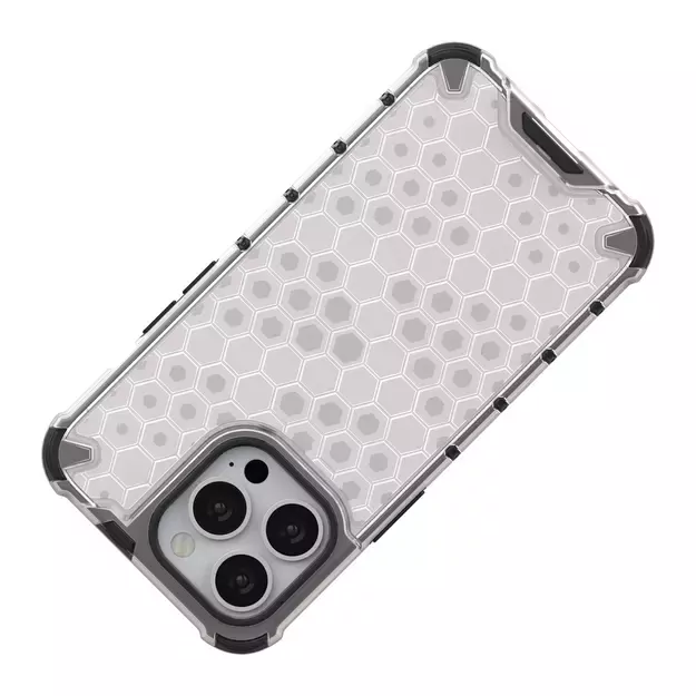 Honeycomb Case armor cover with TPU Bumper for iPhone 13 Pro transparent 5