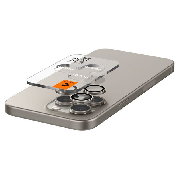 Spigen Optik.tR EZ Fit Camera Protector for iPhone 14 Pro / Pro Max / 15 Pro / Pro Max - Natural Titanium 2 pcs. 11