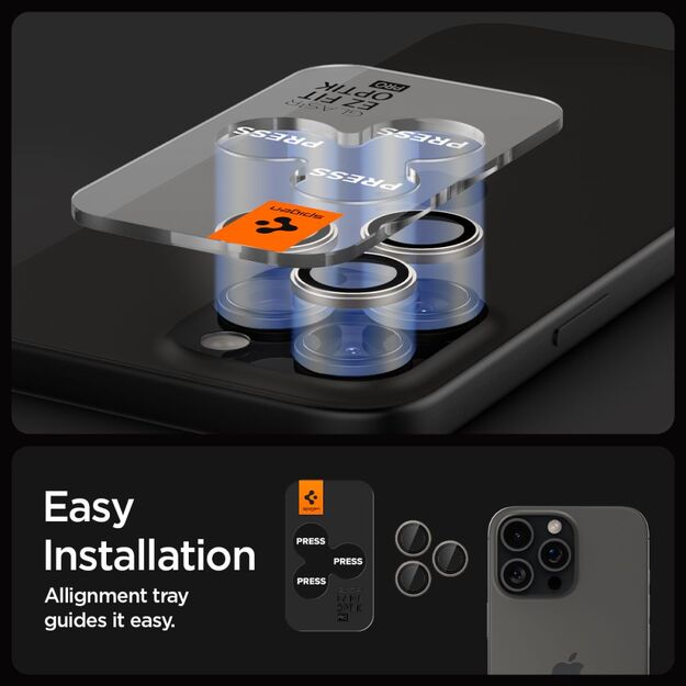 Spigen Optik.tR EZ Fit Camera Protector for iPhone 14 Pro / Pro Max / 15 Pro / Pro Max - Natural Titanium 2 pcs. 7