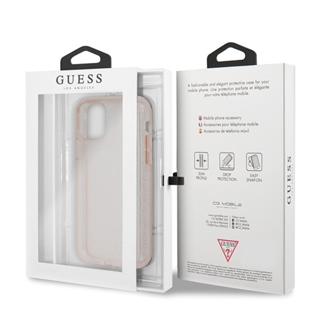 Guess GUHCN58PCGLPI iPhone 11 Pro pink/pink hard case Glitter 6