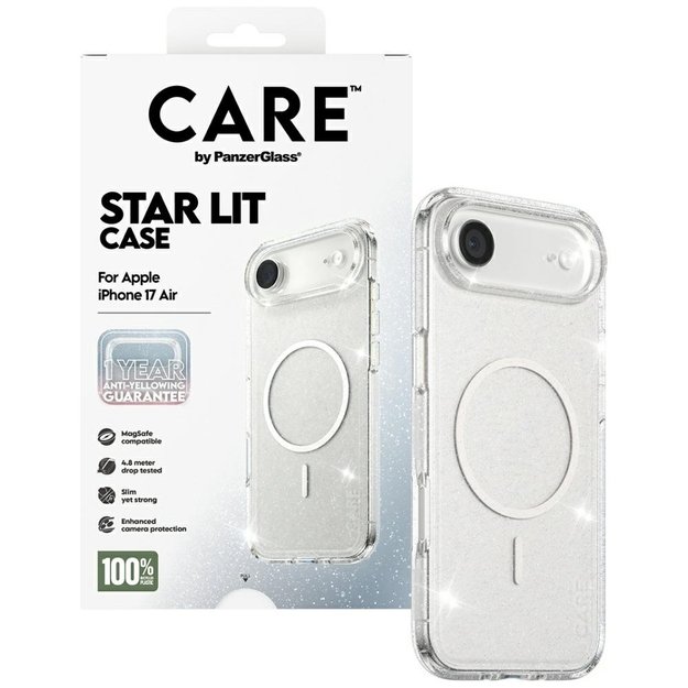CARE by PanzerGlass Flagship Urban Explorer Case w. White MagSafe for iPhone Air - Clear Glitter 3