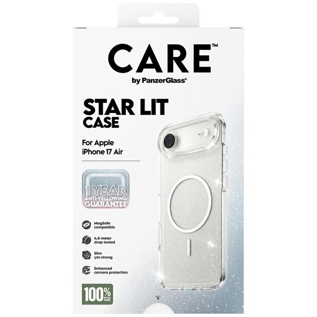 CARE by PanzerGlass Flagship Urban Explorer Case w. White MagSafe for iPhone Air - Clear Glitter 4