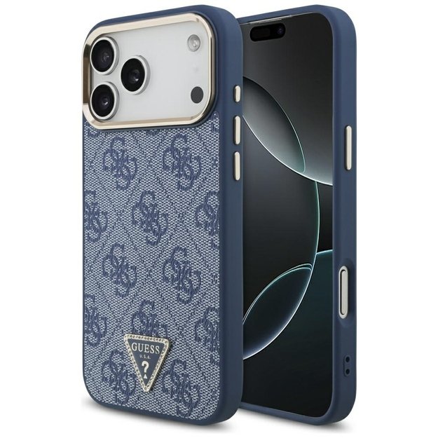 Guess 4G Triangle Logo MagSafe Case for iPhone 17 Pro Max - Blue and Gold