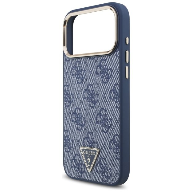 Guess 4G Triangle Logo MagSafe Case for iPhone 17 Pro Max - Blue and Gold 5