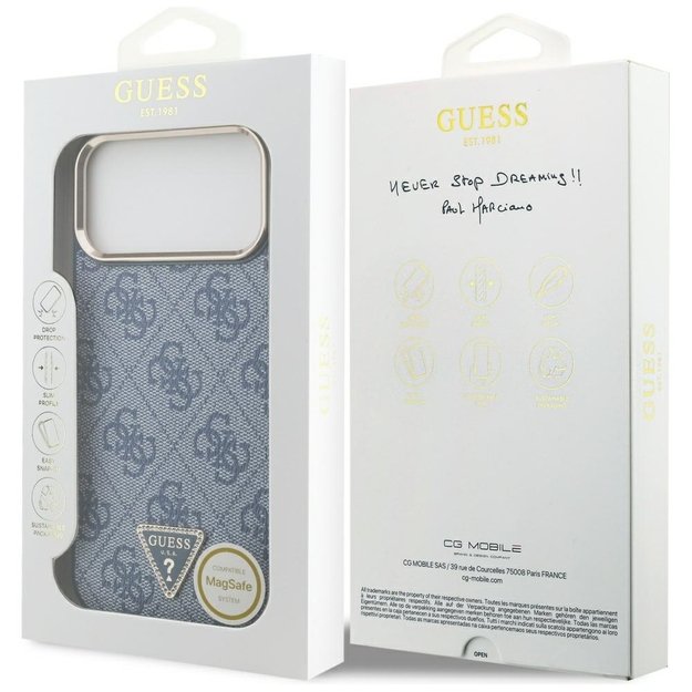 Guess 4G Triangle Logo MagSafe Case for iPhone 17 Pro Max - Blue and Gold 7