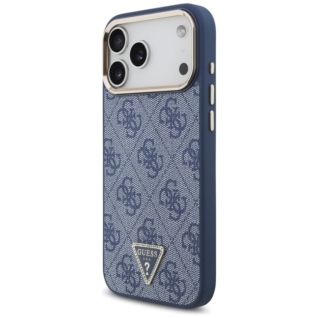 Guess 4G Triangle Logo MagSafe Case for iPhone 17 Pro Max - Blue and Gold 1