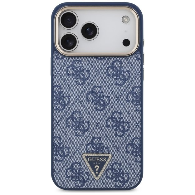 Guess 4G Triangle Logo MagSafe Case for iPhone 17 Pro Max - Blue and Gold 2