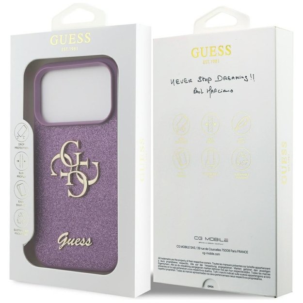 Guess Fixed Glitter Big 4G case for iPhone 17 Pro - purple 7