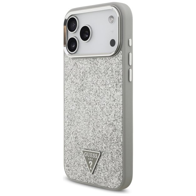 Guess Glitter Triangle Logo MagSafe case for iPhone 17 Pro Max - silver 1
