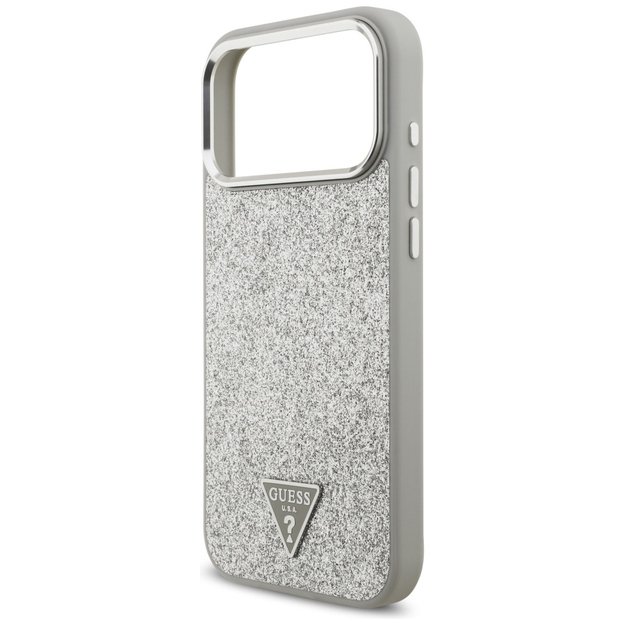 Guess Glitter Triangle Logo MagSafe case for iPhone 17 Pro Max - silver 5