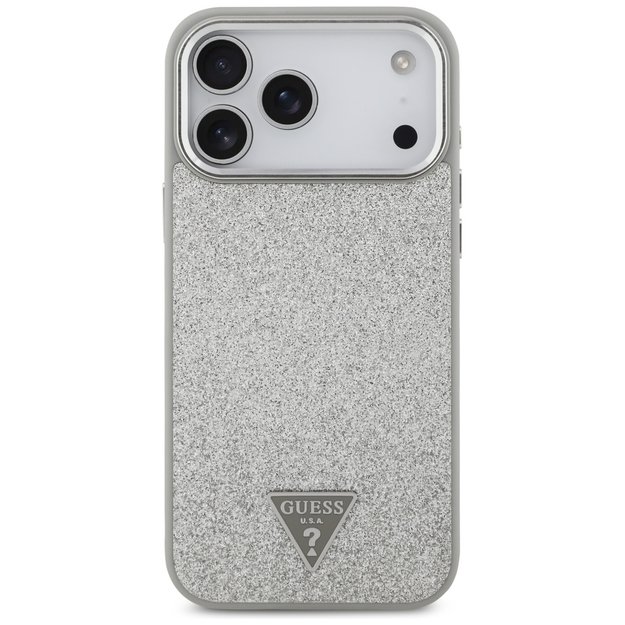 Guess Glitter Triangle Logo MagSafe case for iPhone 17 Pro Max - silver 2