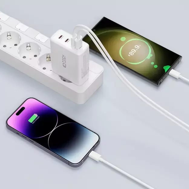 Tech-Protect NC100W-GAN charger GaN 3x USB-C PD 100W / USB-A QC 3.0 - white 3