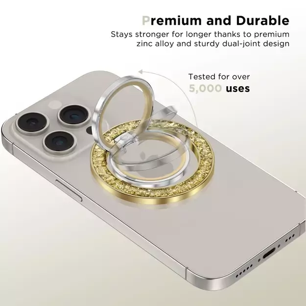 Tech-Protect MMR200 magnetic holder / ring with MagSafe - gold with crystals 1