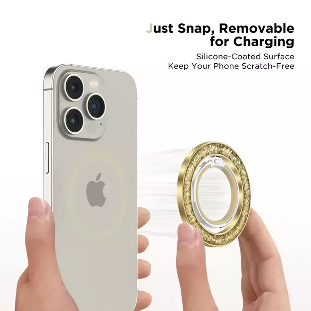 Tech-Protect MMR200 magnetic holder / ring with MagSafe - gold with crystals 3
