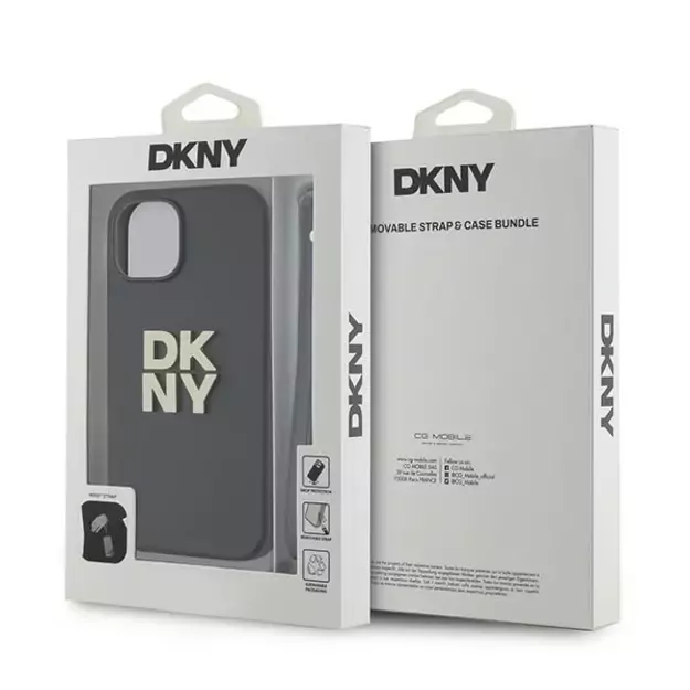 DKNY Wrist Strap Stock Logo iPhone 15 Plus Case - Black 4