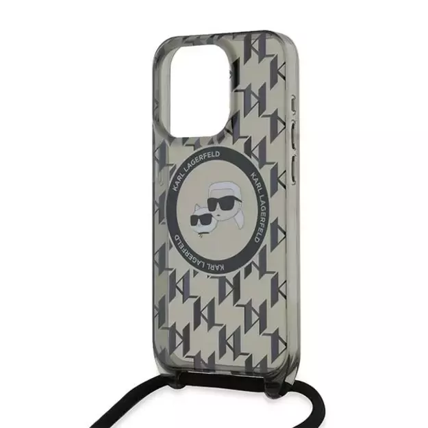 Karl Lagerfeld IML Crossbody Monogram Karl &amp  Choupette Head MagSafe Case for iPhone 15 Pro Max - Black 4