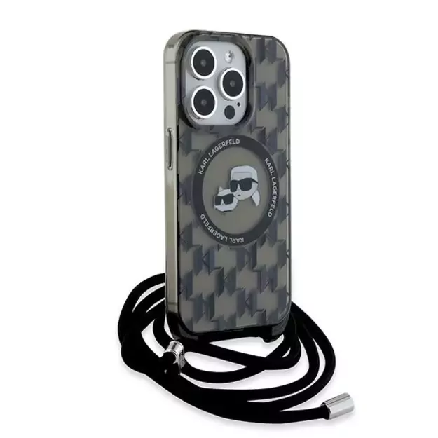Karl Lagerfeld IML Crossbody Monogram Karl &amp  Choupette Head MagSafe Case for iPhone 15 Pro Max - Black 2