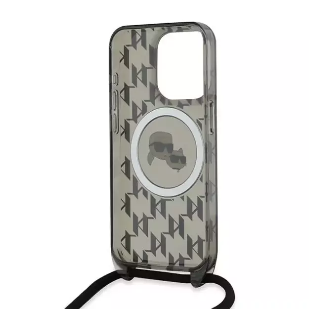 Karl Lagerfeld IML Crossbody Monogram Karl &amp  Choupette Head MagSafe Case for iPhone 15 Pro Max - Black 5