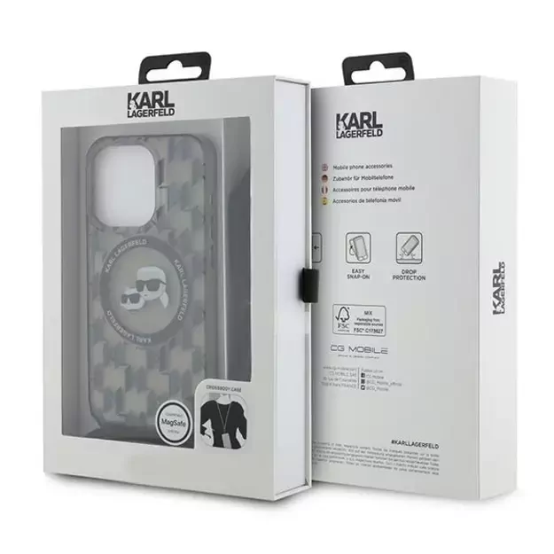 Karl Lagerfeld IML Crossbody Monogram Karl &amp  Choupette Head MagSafe Case for iPhone 15 Pro Max - Black 6